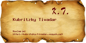 Kubritzky Tivadar névjegykártya